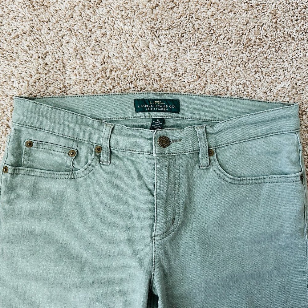 π LAUREN RALPH LAUREN Women Light Green Modern Straight Cropped Pants Sz 6 x25" - Picture 1 of 6